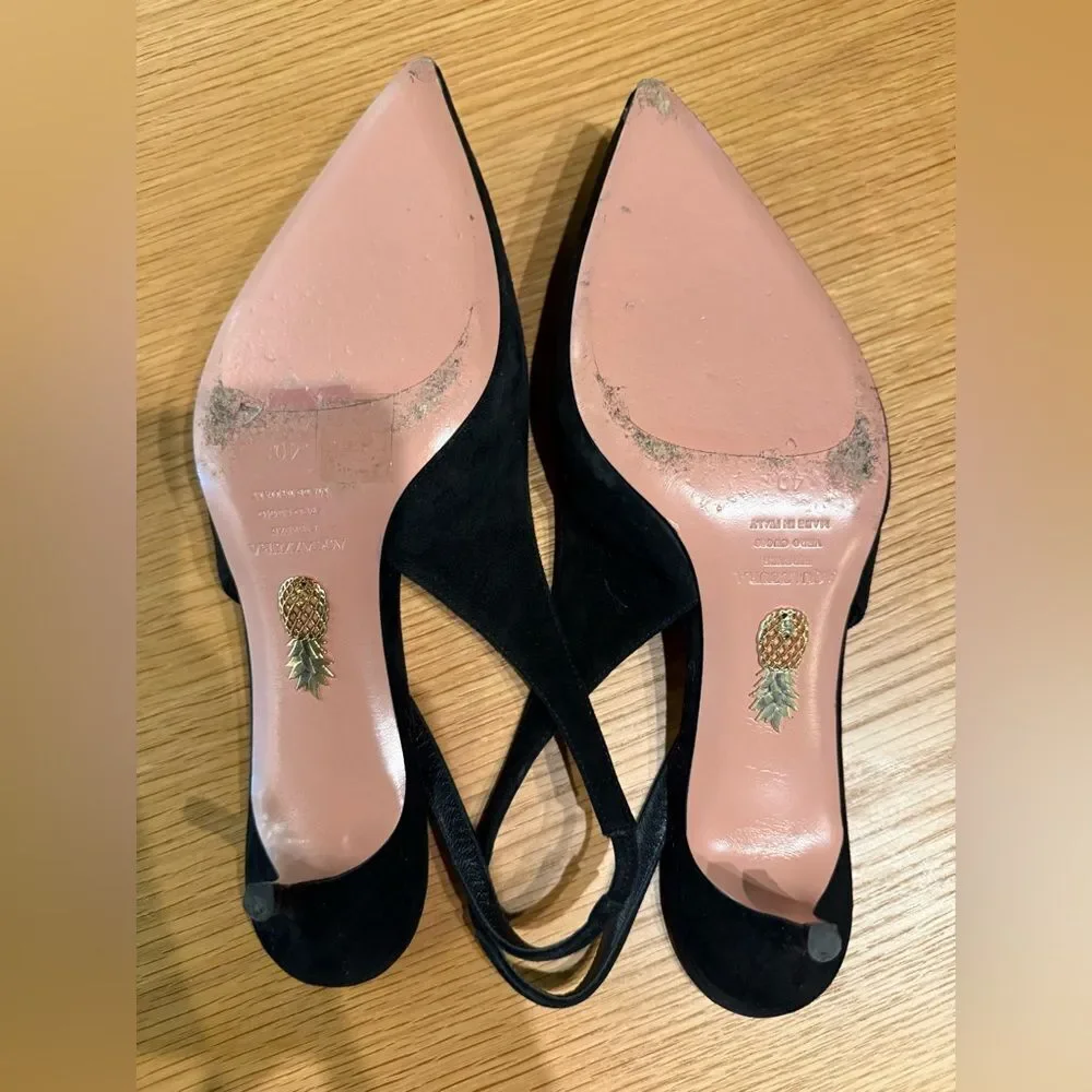 Aquazzura Love Me 45 Suede & Vinyl Slingback Pump - Picture 4 of 9